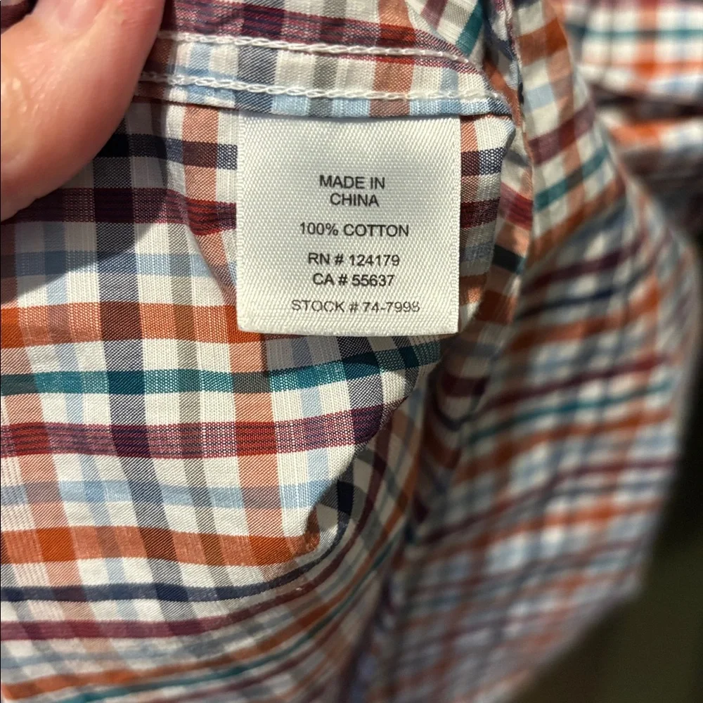 Johnston & Murphy Men’s XL Multi-Color Gingham/Plaid Long Sleeve 100% Cotton - Picture 8 of 10